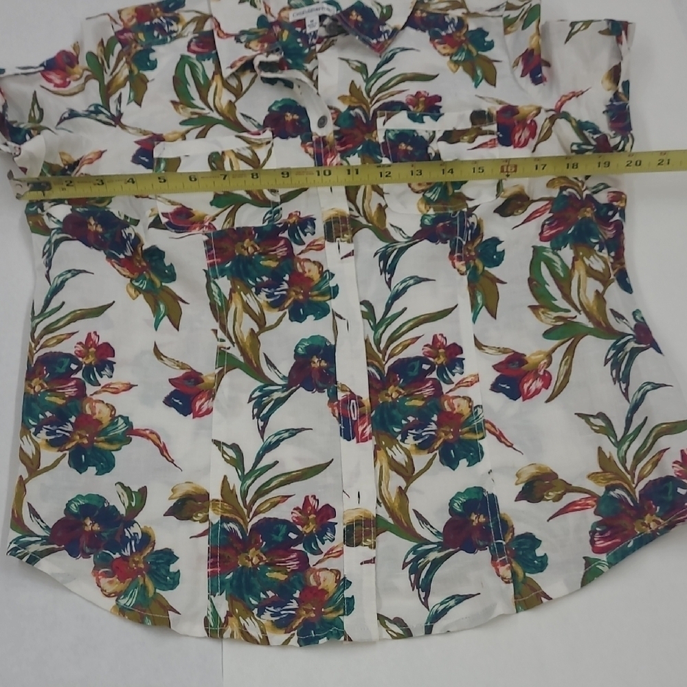 Croft & Barrow Floral Tropical Short Sleeve Button-Up Linen Shirt Size M - Picture 4 of 7